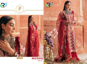 A-R9 MUSHQ VOL 1 DESIGNER PAKISTANI SALWAR SUITS CATALOG – M12