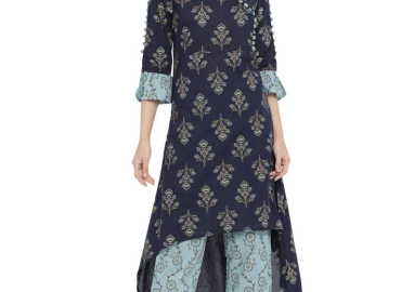 Women’s Cotton Floral Print A-line Kurta Pant Set (Multi)