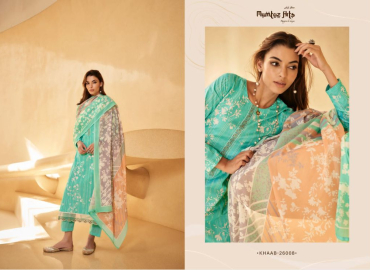 MUMTAZ ARTS KHAAB FANCY PARTY WEAR LAWN COTTON DRESS MATERIAL COLLECTION – M12