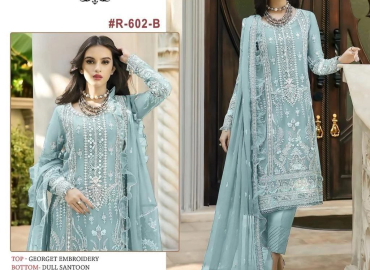 RAMSHA R 602 NX GEORGETTE EMBROIDERED PAKISTANI SALWAR SUITS – M12