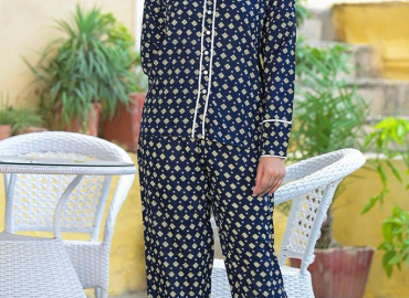 Geomatrical Printed Night Suit (BLUE)