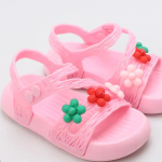 Girls Pink Floral Applique Jelly