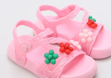 Girls Pink Floral Applique Jelly